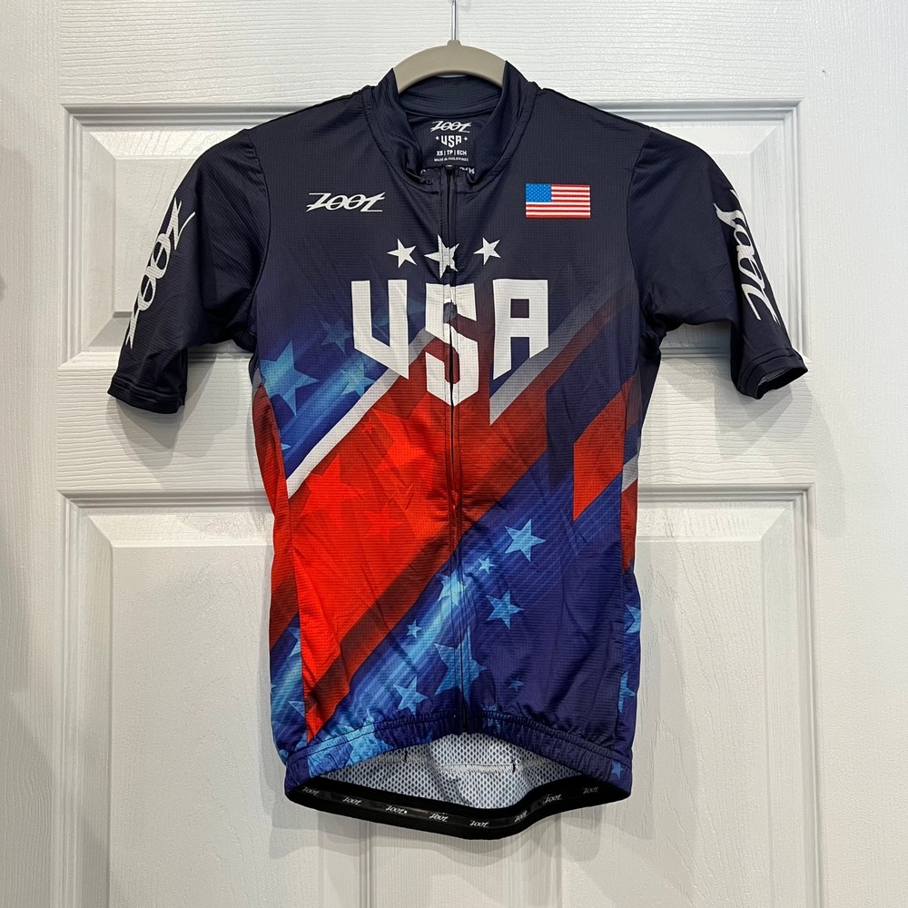 Zoot USA Triathlon Cycling Jersey Polyester Mesh Patriotic Team USA Womens XS